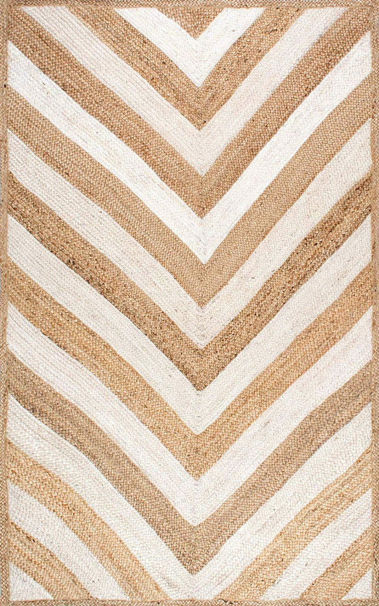 Natural Fiber Rug, Striped Pattern Rug, Jute Area Rug for Living Room/Bedroom