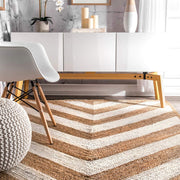 Natural Fiber Rug, Striped Pattern Rug, Jute Area Rug for Living Room/Bedroom