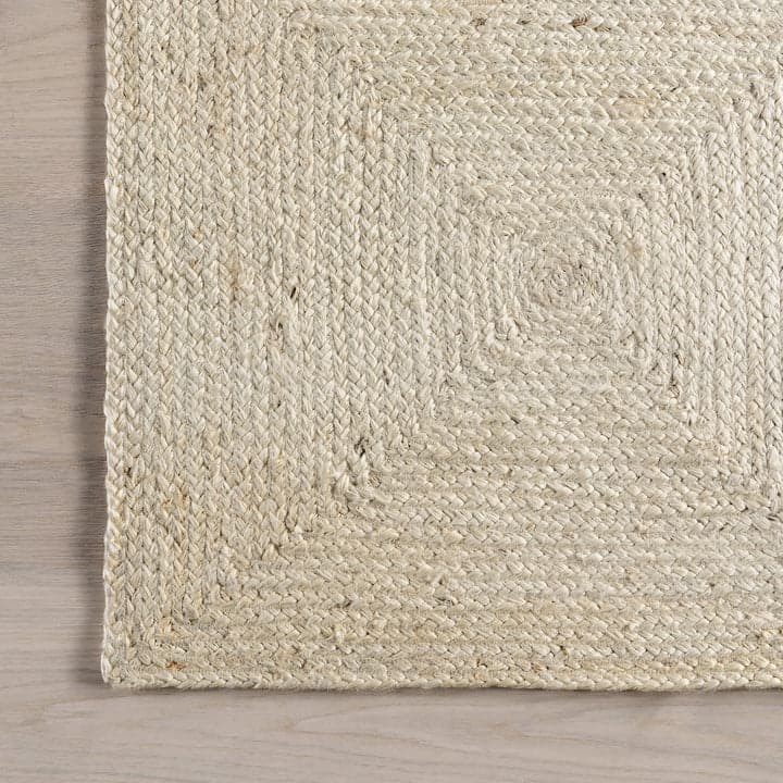 Off White Jute Area Rug 5'x7' Box Design Braided Jute Rug for Living Room Hemp Hallway Rug