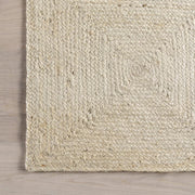 Off White Jute Area Rug 5'x7' Box Design Braided Jute Rug for Living Room Hemp Hallway Rug
