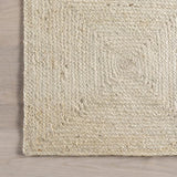 Off White Jute Area Rug 5'x7' Box Design Braided Jute Rug for Living Room Hemp Hallway Rug