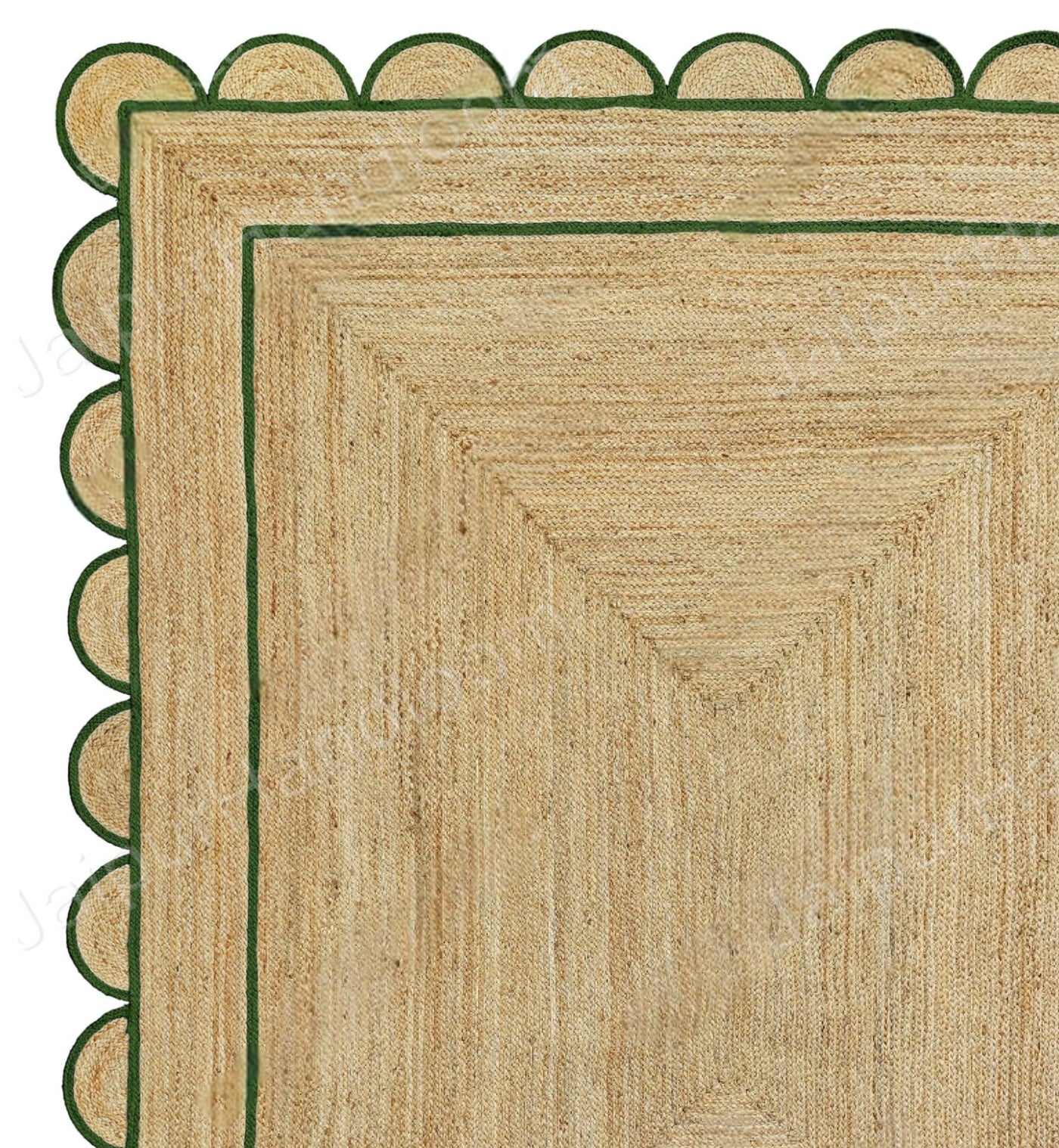 Square Scallop Rug Natural Jute Rug - Scalloped Runner Carpet