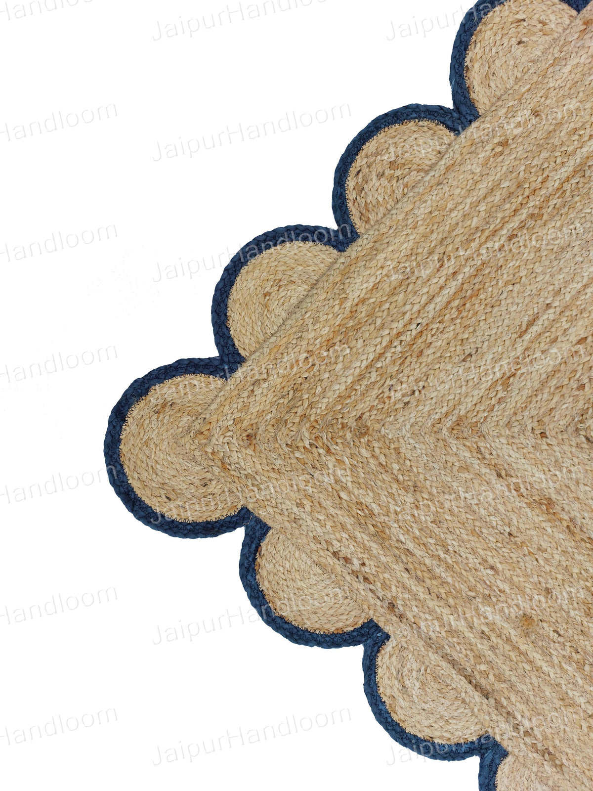 3'x8' Scalloped Jute Rug Braided Seagrass Area Carpet 5'x8' Scallop Doormat 2'x3'