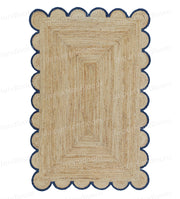 3'x8' Scalloped Jute Rug Braided Seagrass Area Carpet 5'x8' Scallop Doormat 2'x3'