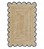 3'x8' Scalloped Jute Rug Braided Seagrass Area Carpet 5'x8' Scallop Doormat 2'x3'