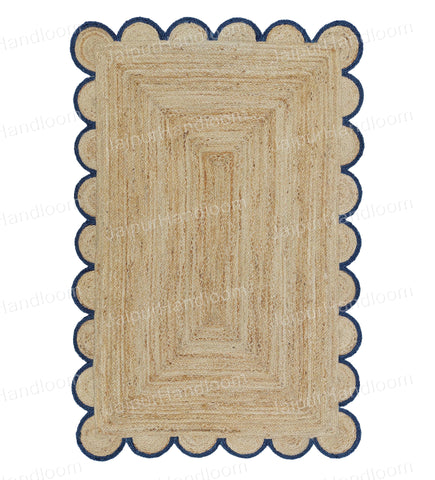 3'x8' Scalloped Jute Rug Braided Seagrass Area Carpet 5'x8' Scallop Doormat 2'x3'