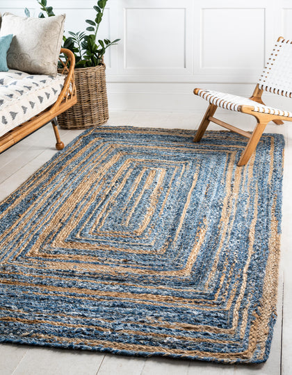 Handwoven Rug, Denim Rug, Tufted Area Rug, Denim Jute Rug, Natural Fiber Rug