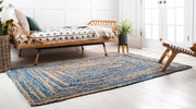 Handwoven Rug, Denim Rug, Tufted Area Rug, Denim Jute Rug, Natural Fiber Rug