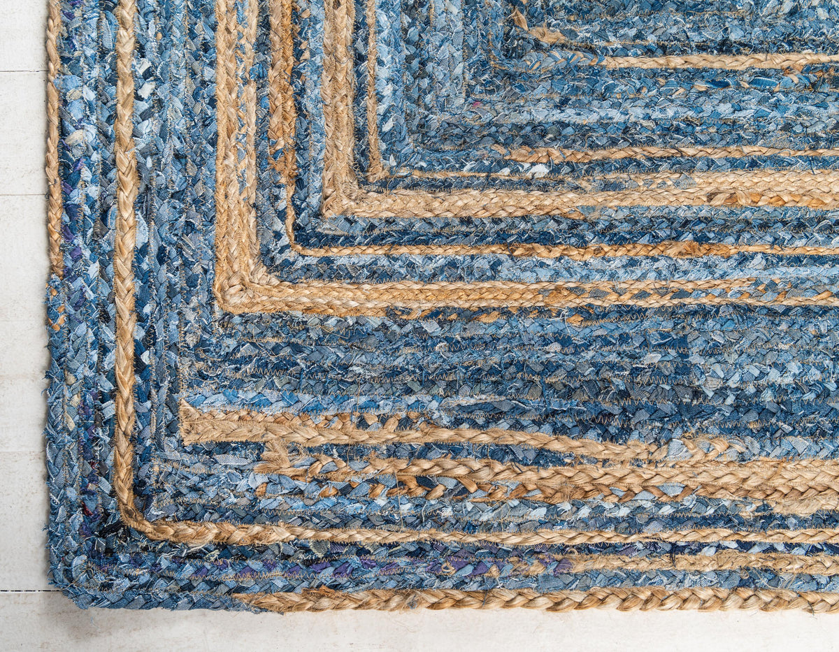 Handwoven Rug, Denim Rug, Tufted Area Rug, Denim Jute Rug, Natural Fiber Rug
