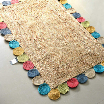 Bordered Jute Rug 5X7, Natural Fiber Rug, Jute Carpet Rug, Braided Rug 4X6