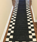 Anti Slip Stairs Runner Rug Black and white Hemp Runner for Hallway Entryway
