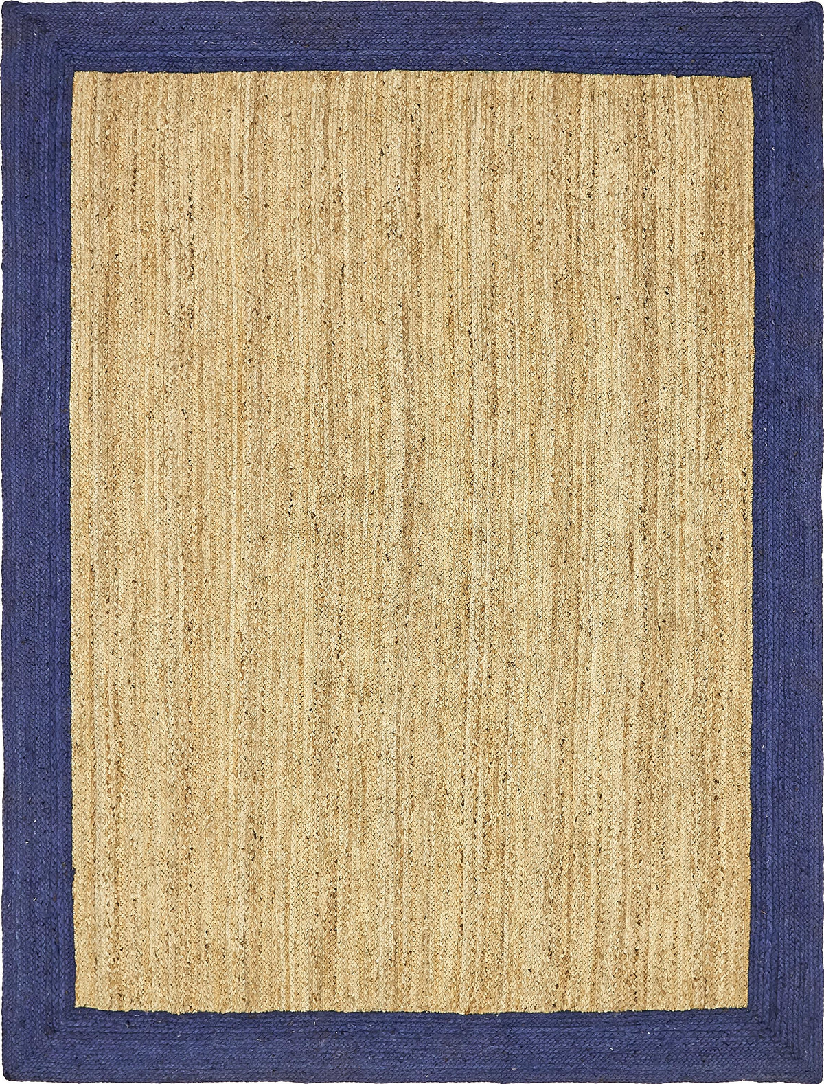 Navy Blue Rug, Natural Fiber Rug, Jute Area Rug, Bordered Pattern Rug