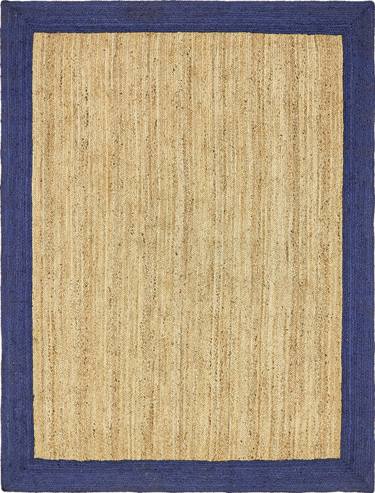 Navy Blue Rug, Natural Fiber Rug, Jute Area Rug, Bordered Pattern Rug