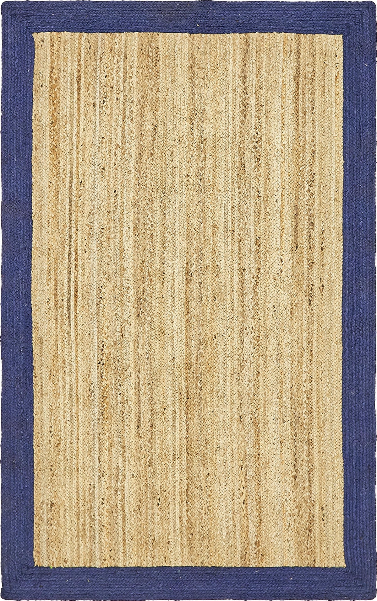 Navy Blue Rug, Natural Fiber Rug, Jute Area Rug, Bordered Pattern Rug