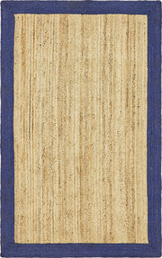 Navy Blue Rug, Natural Fiber Rug, Jute Area Rug, Bordered Pattern Rug
