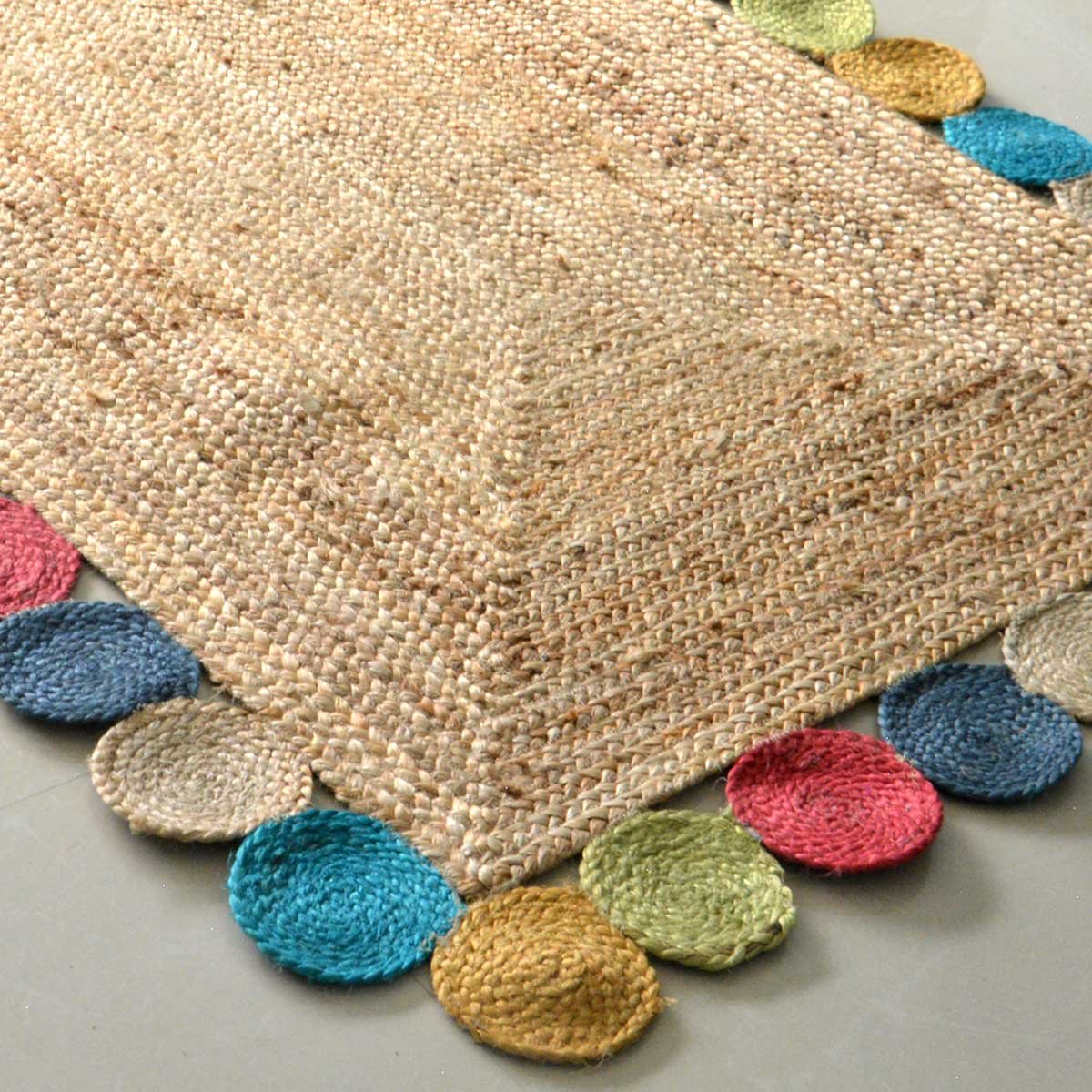 Bordered Jute Rug 5X7, Natural Fiber Rug, Jute Carpet Rug, Braided Rug 4X6
