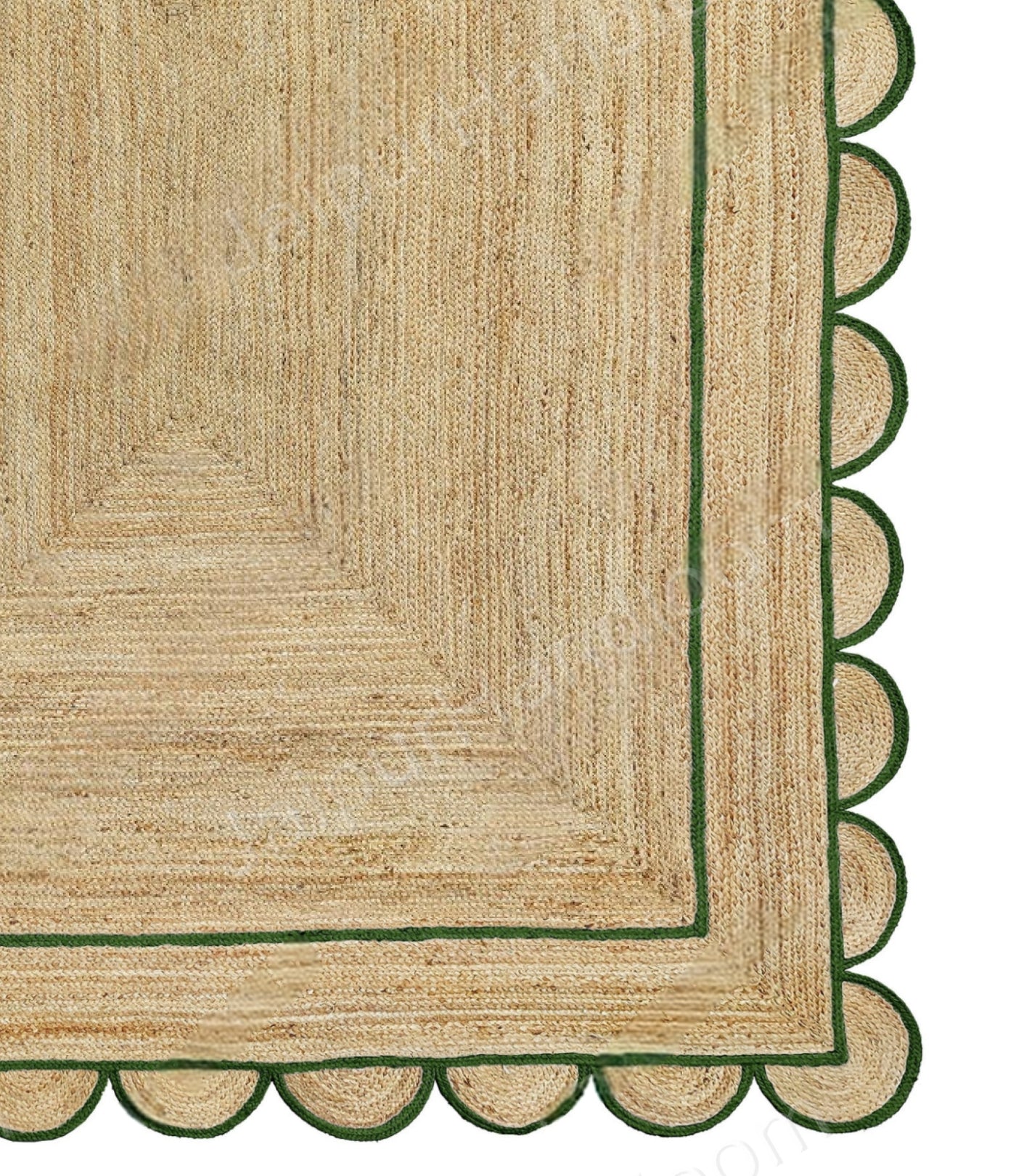 Square Scallop Rug Natural Jute Rug - Scalloped Runner Carpet