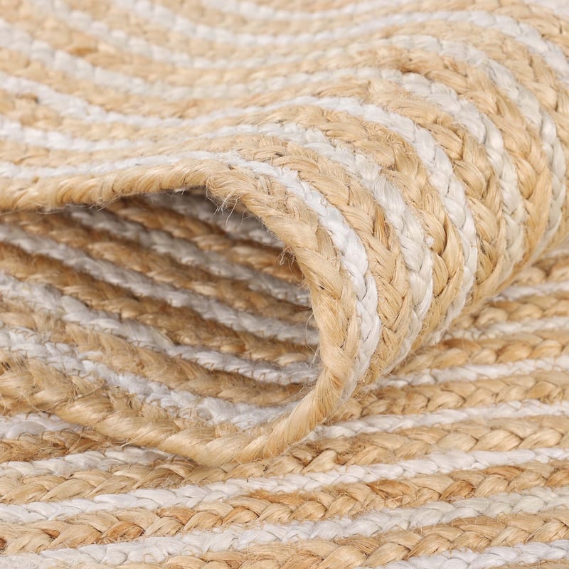 White Natural Jute Rug, Psychedelic Pattern Rug, Long Hallway Runner, Custom Jute Carpet Runner