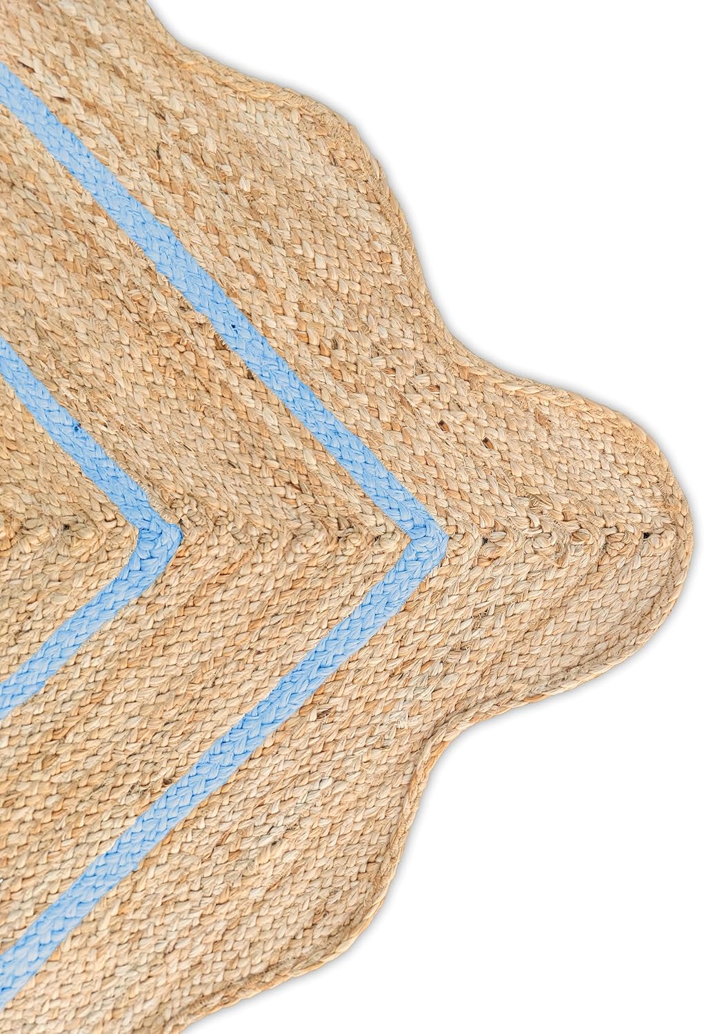 Wavy Jute Rug 4'x6' Wavy Border Scalloped Rug 8'x10' for Living room