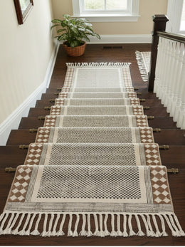 Washable Cotton Stair Runner, Custom Size Stair Runner Rug, Non Sip Stair Treads Carpet