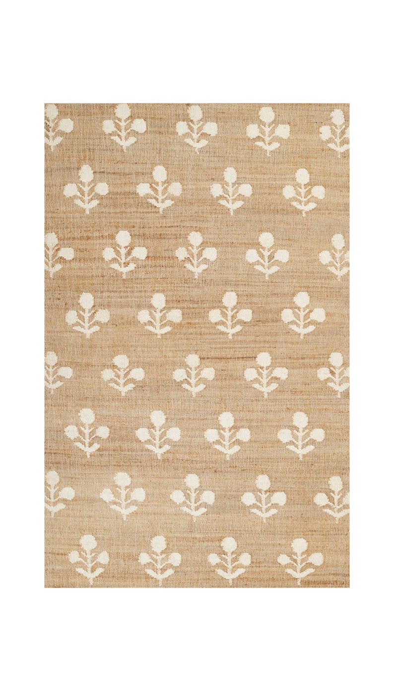 Floral Pattern Rug Loomed Rug for Living Room Seagrass Jute Carpet Runner