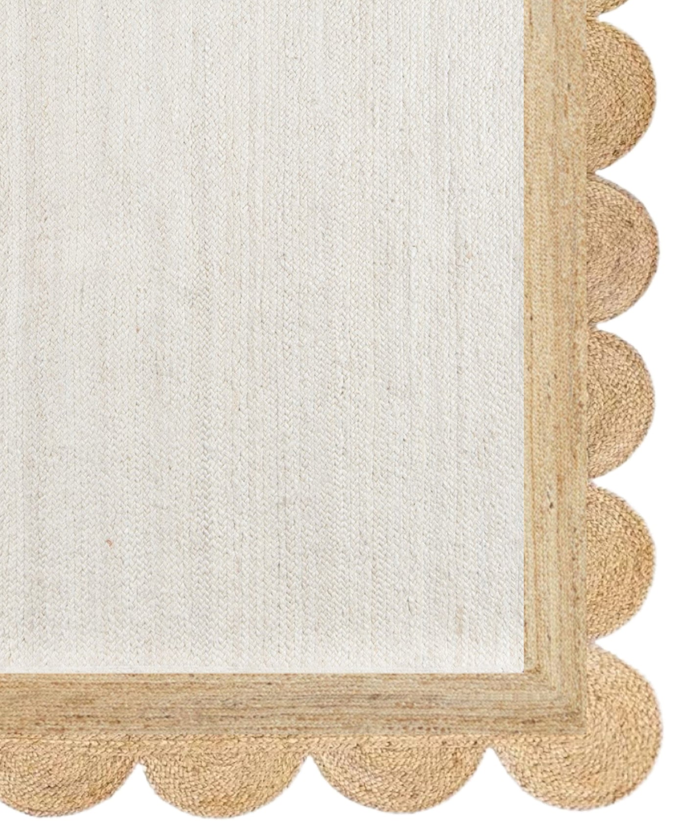 White Scalloped Rug Scallop Jute Rug Custom Rug Natural Jute Area Rug
