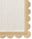 White Scalloped Rug Scallop Jute Rug Custom Rug Natural Jute Area Rug