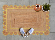 4'x5' Jute Scallop Rug for Bedroom Custom Size Scalloped Rugs Jute Doormat 2'x3'