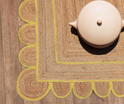 4'x5' Jute Scallop Rug for Bedroom Custom Size Scalloped Rugs Jute Doormat 2'x3'
