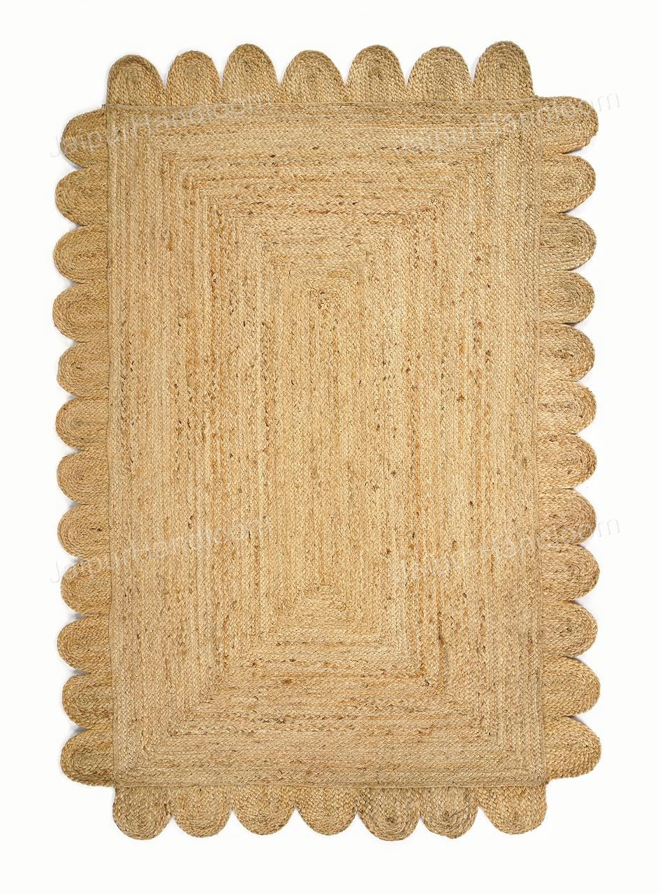 4'x6' Scalloped Border Rug Jute Scallop Runner 2'x10' Hemp Seagrass Doormat 2'x3'