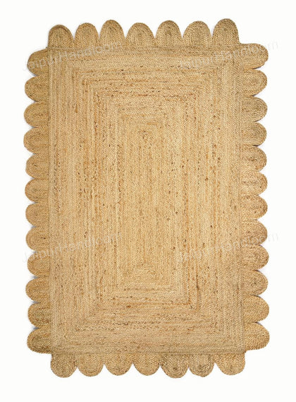 4'x6' Scalloped Border Rug Jute Scallop Runner 2'x10' Hemp Seagrass Doormat 2'x3'