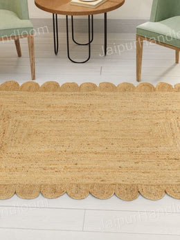 4'x6' Scalloped Border Rug Jute Scallop Runner 2'x10' Hemp Seagrass Doormat 2'x3'