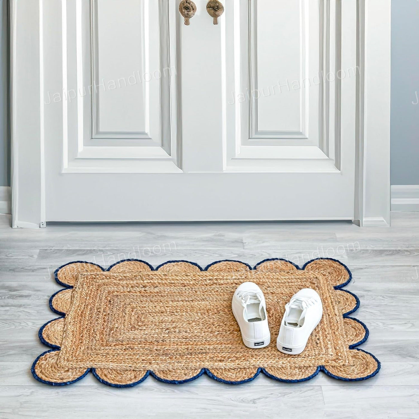 5X8 Scalloped Jute Rug 2.5X20 Hallway Runner Scalloped Bathroom Rug 2X6