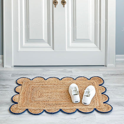 5X8 Scalloped Jute Rug 2.5X20 Hallway Runner Scalloped Bathroom Rug 2X6