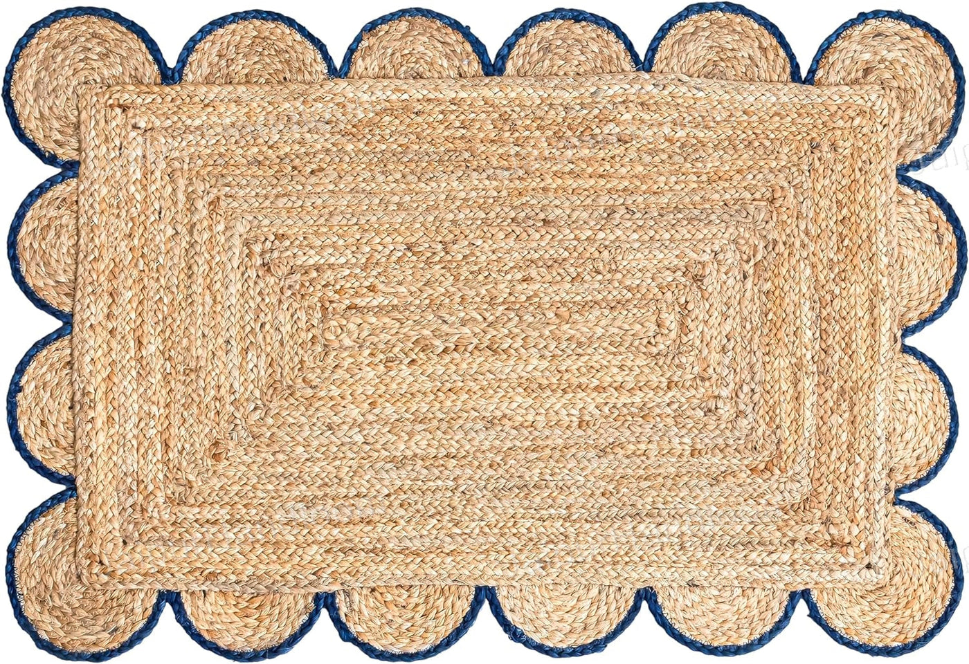 5X8 Scalloped Jute Rug 2.5X20 Hallway Runner Scalloped Bathroom Rug 2X6