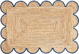 5X8 Scalloped Jute Rug 2.5X20 Hallway Runner Scalloped Bathroom Rug 2X6