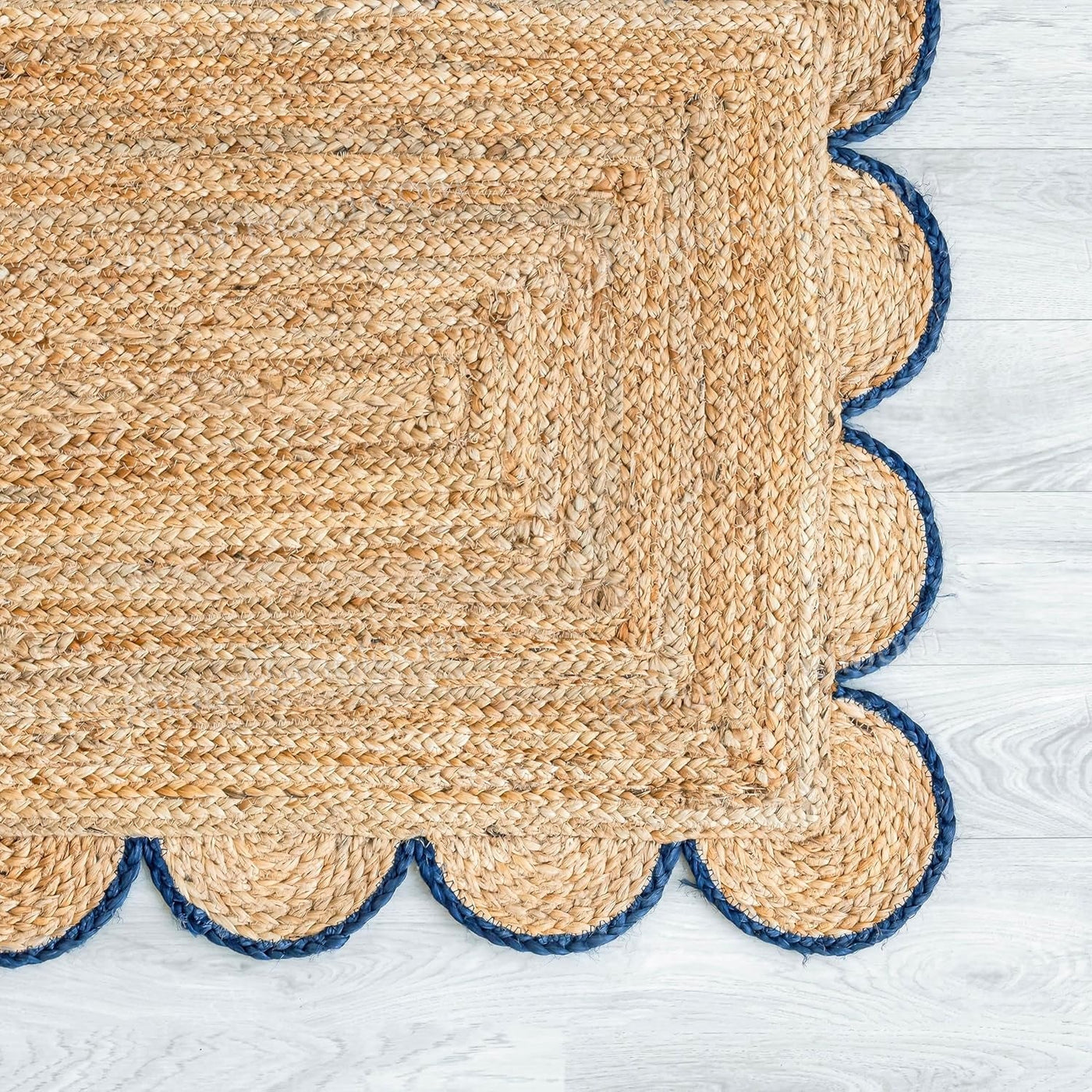 5X8 Scalloped Jute Rug 2.5X20 Hallway Runner Scalloped Bathroom Rug 2X6