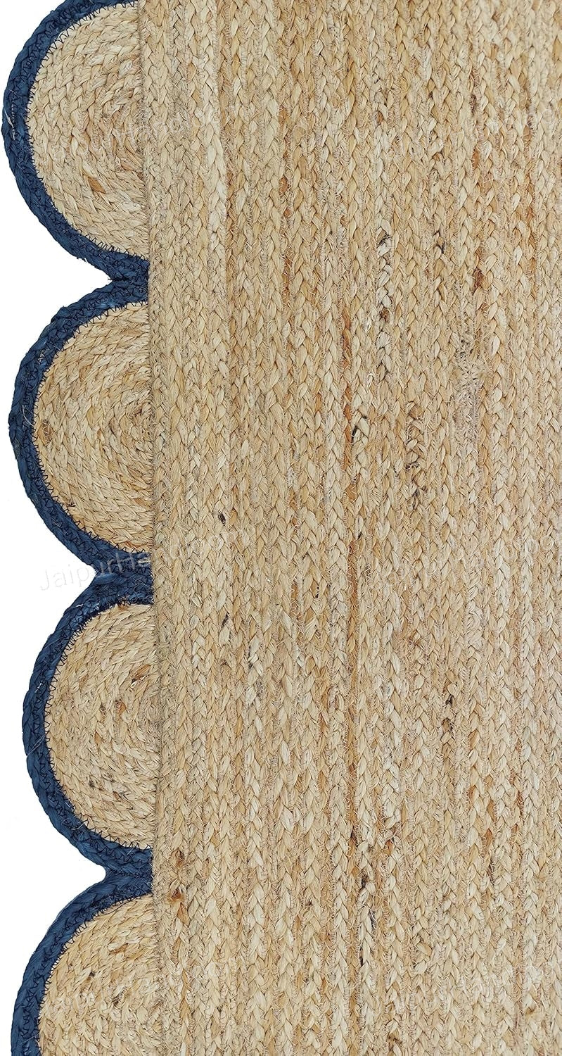 5X8 Scalloped Jute Rug 2.5X20 Hallway Runner Scalloped Bathroom Rug 2X6