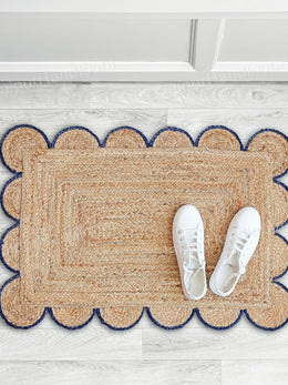 5X8 Scalloped Jute Rug 2.5X20 Hallway Runner Scalloped Bathroom Rug 2X6