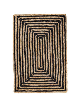 Psychedelic Rugs, Black Jute Rug, Large Area Rug for Heavy Traffic, Indoor Outdoor Rugs
