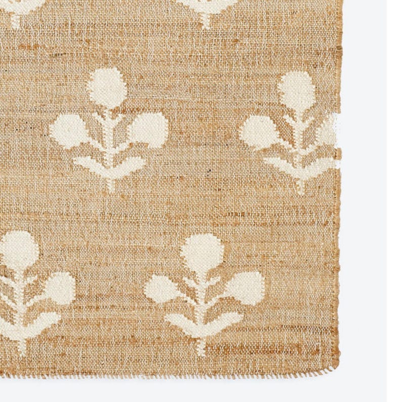 Floral Pattern Rug Loomed Rug for Living Room Seagrass Jute Carpet Runner