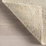Off White Jute Area Rug 5'x7' Box Design Braided Jute Rug for Living Room Hemp Hallway Rug