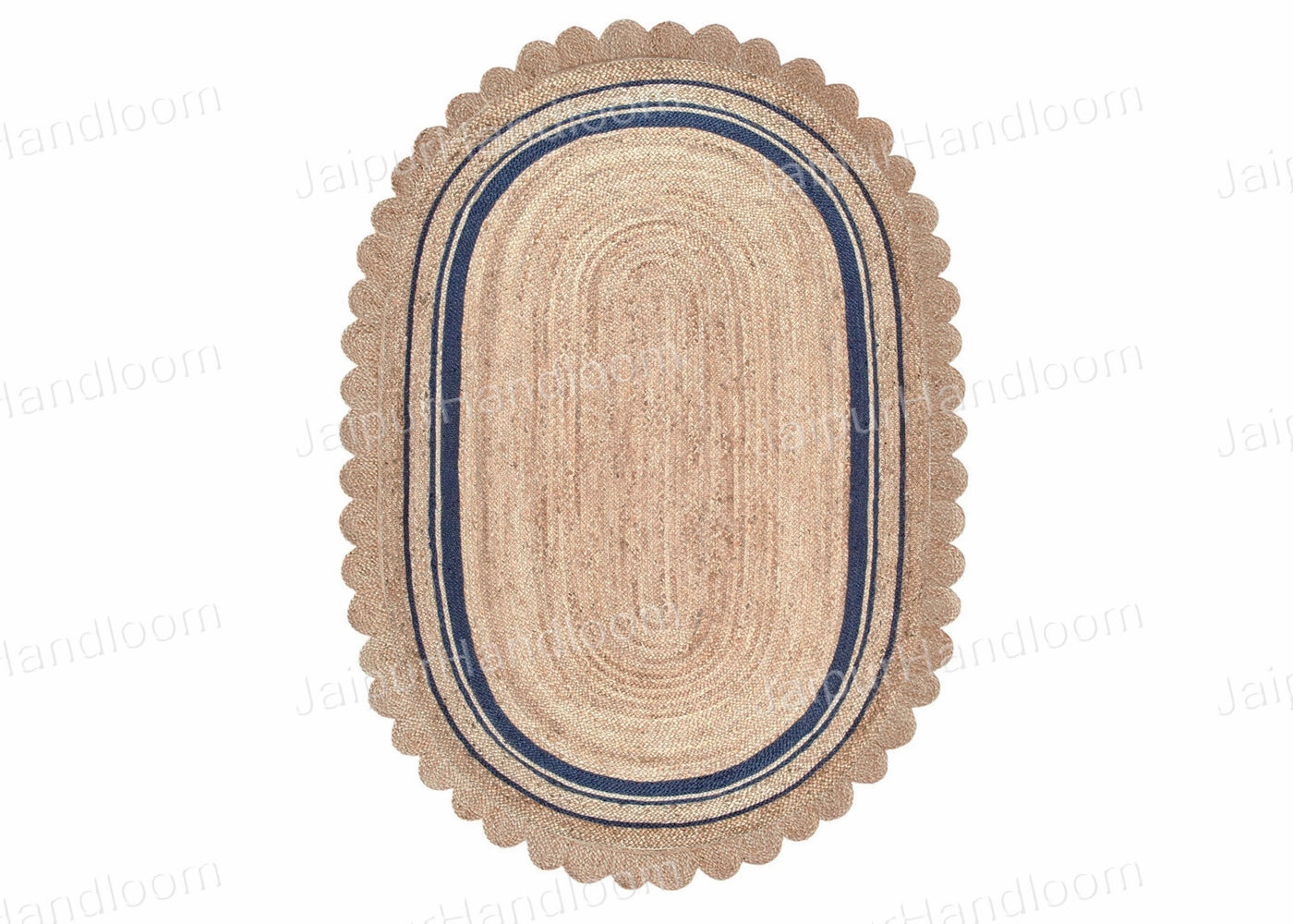 5'x7' Oval Jute Rug Scalloped Jute Rug 8'x10' Oval Bathroom Rug 3'x4'