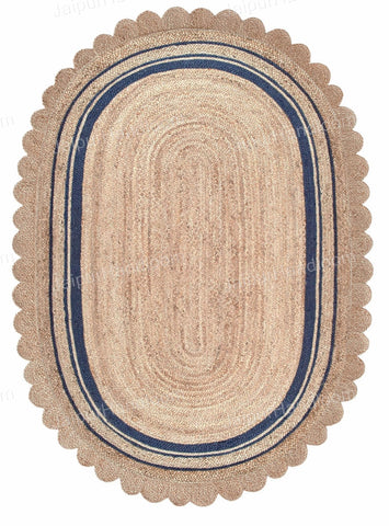 5'x7' Oval Jute Rug Scalloped Jute Rug 8'x10' Oval Bathroom Rug 3'x4'