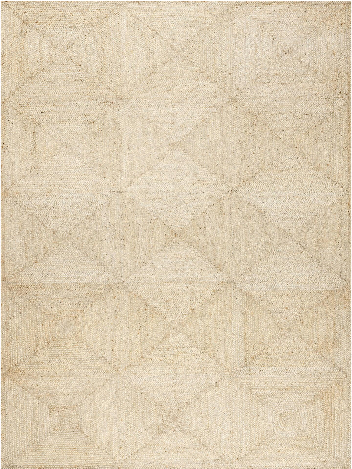 Off White Jute Area Rug 5'x7' Box Design Braided Jute Rug for Living Room Hemp Hallway Rug