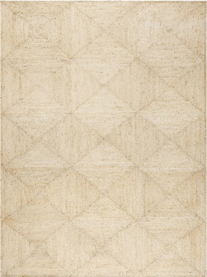 Off White Jute Area Rug 5'x7' Box Design Braided Jute Rug for Living Room Hemp Hallway Rug