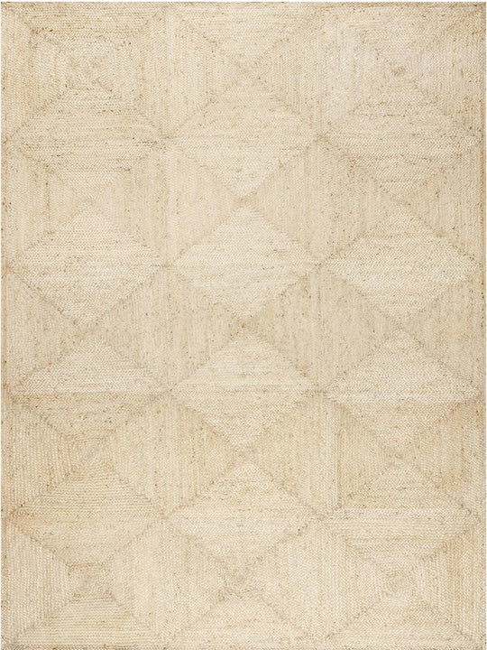 Off White Jute Area Rug 5'x7' Box Design Braided Jute Rug for Living Room Hemp Hallway Rug