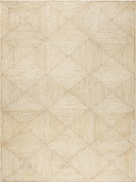 Off White Jute Area Rug 5'x7' Box Design Braided Jute Rug for Living Room Hemp Hallway Rug