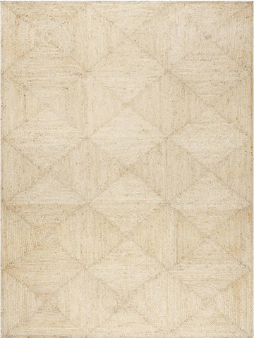 Off White Jute Area Rug 5'x7' Box Design Braided Jute Rug for Living Room Hemp Hallway Rug