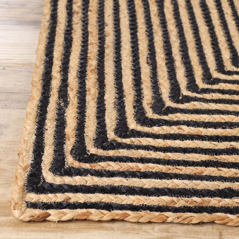 Psychedelic Rugs, Black Jute Rug, Large Area Rug for Heavy Traffic, Indoor Outdoor Rugs